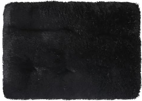 Hundebett Grosse Hunde waschbar Fluffy Wolke Hundekissen flauschig Hundematte für 2.5-40KG Hunde, Hundematratze wasserdicht abnehmbar rutschfest, beruhigendes Haustierbett,Schwarz,XXL 110*75 CM（<30KG）