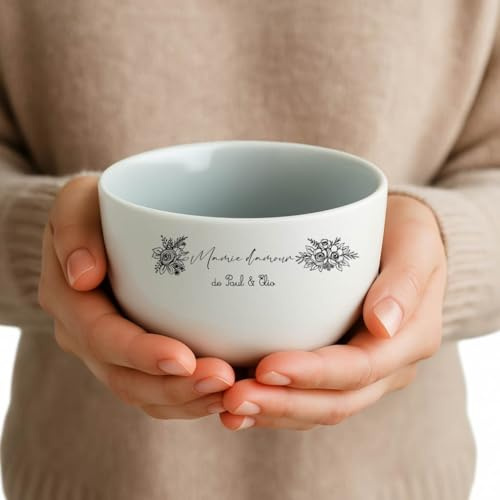 Générique Bol Mamie d’amour personnalisé – Cadeau Noël, Fête des Grands-Mères ou Anniversaire Mamie – Bol céramique blanche – Cadeau original et tendre –
