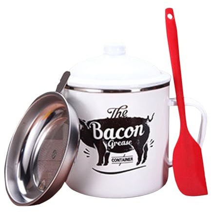 Contenitore per grasso da 1200 ml, con spatola, per cucinare, cuocere, vacanze, fine settimana, colazione, brunch, pasti in famiglia
