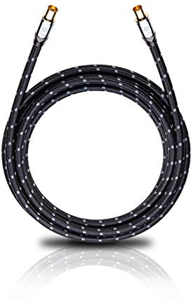 OEHLBACH XXL Transmission Ultra High End HPOCC Antenna Cable for TV and Radio, Coaxial Connector M/W, DVB-T2, HDTV, 4k & Ultra HD, 7.5 m, Black/Grey