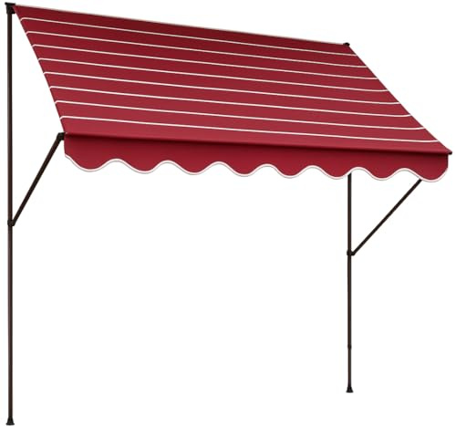 Angerer Klemmmarkise Exklusiv mit Handkurbel, Terrasse/Balkon, einfache Montage ohne Bohren, Made in Germany, hochwertiger Stoff, UV-beständig, höhenverstellbar, wasserabweisend, 350 cm Bordeaux