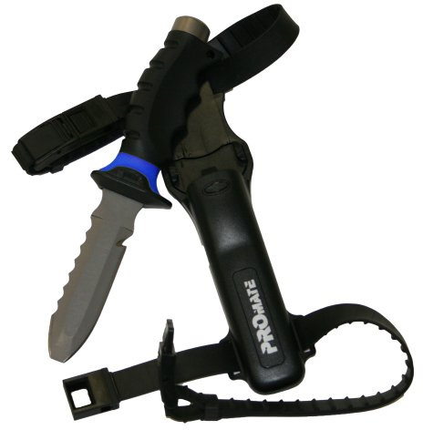 Promate Blunt Tip Titanium Diving Knife (4 1/2 Blade), Blue