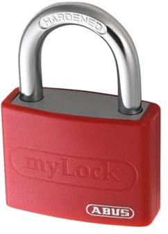 ABUS Vorhängeschloss T65AL/40 myLOCK - individuell beschreibbar - Spindschloss - massiver Aluminium-Schlosskörper - ABUS-Sicherheitslevel 5 - Rot