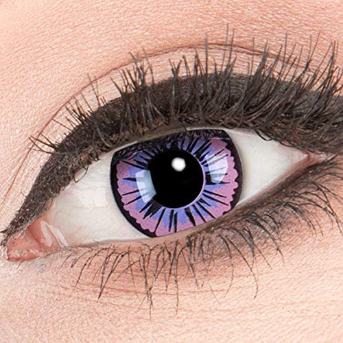 Farbige lila violete Crazy Fun Kontaktlinsen Purple Fee perfekt zu Fasching, Karneval und Halloween mit gratis Linsenbehälter + 60ml Pflegemittel Topqualität