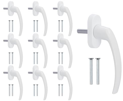 10 Stück Fenstergriffe weiß Alu RAL 9016 SET