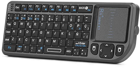 Rii Mini X1 teclado inalámbrico con ratón táctil - compatible con Smart TV, Mini PC Android, PlayStation, Xbox, HTPC, PC, Raspberry Pi