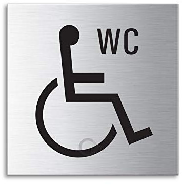 Türschild Rollstuhl WC Edelstahl fein matt gebürstet 70x70 mm Nr.38064