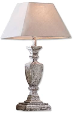 Loberon Tischlampe Gorham, weiß/antikgrau