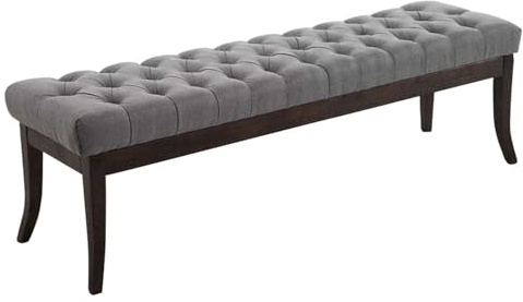 CLP Sitzbank Ramses mit hochwertiger Polsterung und Stoffbezug I Bank mit antik-dunklen Holzbeinen I Holzbank mit Einer Sitzhöhe von: 46 cm, Farbe:grau, Größe:150 cm
