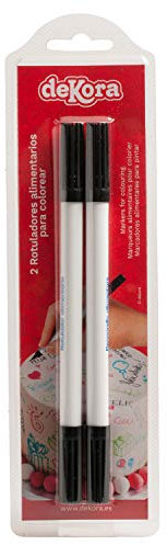 Dekora - Lot de 2 crayons noire pour décoration de cupcakes, fondant ou papier gaufrette, Noir