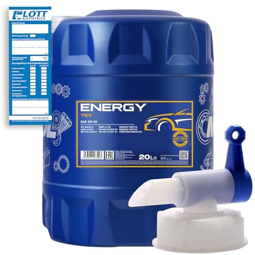 MANNOL 20L Energy 5W-30 Motorenöl API/SL 5W30 ÖL Motoröl + Auslaufhahn