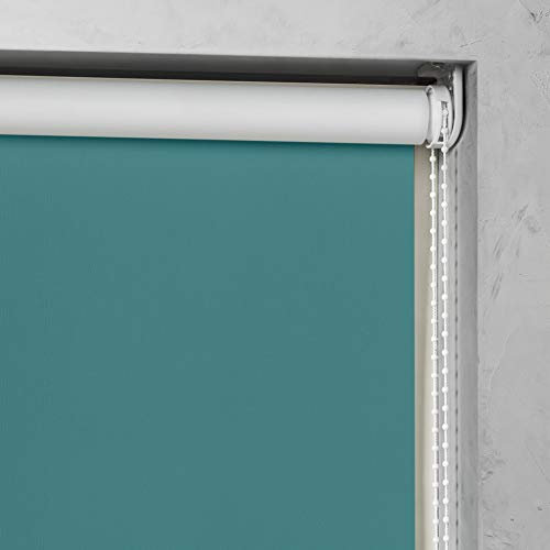 Verdunkelung Kettenzugrollo Seitenzug Rollo Farbe Petrol blau - Breiten 60-210 cm - Länge 190 cm und 275 cm Blickdicht Blickschutz Tür Fenster (80 x 190 cm)