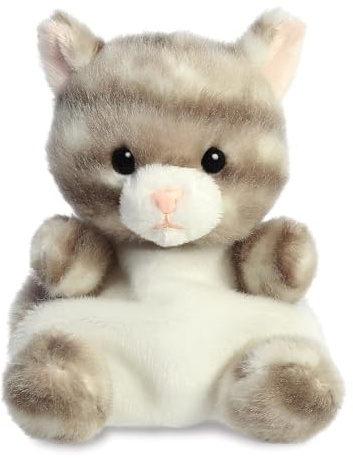Aurora, 33614, Palm Pals Silver Kitty Cat, 5In, Soft Toy, Grey & White