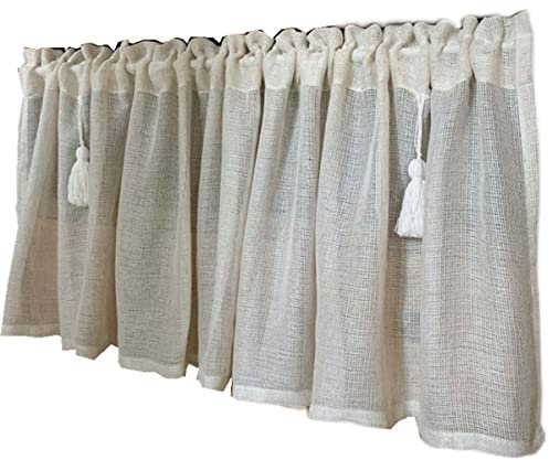 Landhausstil Küche Scheibengardine Blickdicht Vintage Bistrogardine Café Bistro Küchenvorhang Fensterdekorationen Kurz Vorhänge,1 Stück White,W200*H30CM