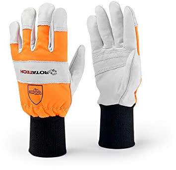 Rotatech Chainsaw Leather Safety Gloves Forestry Protection – Classic – Class 0 (Size 9 / Medium)