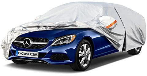 Kayme Autoabdeckung Wasserdicht Atmungsaktiv Passend für Mercedes-Benz C Klasse Coupe C205(2014-2021),Vollgarage Autoplane für Regen Sonne Staub Schutz,Auto Abdeckplane Faltgarage(3-7 Tage liefern)