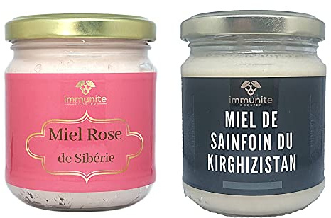 2 Miels crémeux d'Asie - 1 Miel de Sainfoin du Kirghizystan - 1 miel rose de montagne de Siberie - 500g poids net