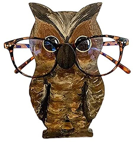 Niedlicher kreativer Tier-Brillenhalter, 1 Stück, Holz-Tier-Brillen-förmiger Rahmen, Heimbüro, Schreibtisch-Dekoration, Holz-Brillenhalter, Schreibtisch-Zubehör, Heimbüro-Dekoration(Eule)