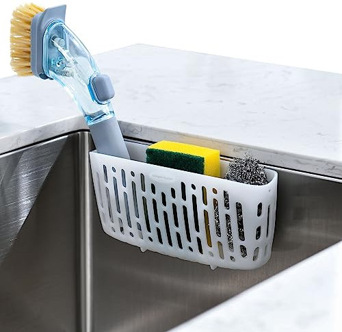 simpletome Schwammhalter Küche, Spülbecken Organisator, 3X Starke Saugnäpfe Oder Arbeitsplatte (Transluzentes Weiß)