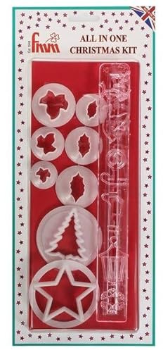 FMM Christmas Cake Kit Sugarcraft Cutters Holly Ivy Tree Star