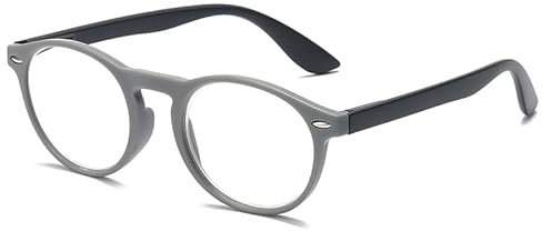 NOVESIXTDAT Runde Retro-Lesebrille, Trendige, blendfreie Computer-Lesebrille, blaues Licht, blockierender Flacher Lichtspiegel for Damen (Color : Bean-Curd, Size : +150)