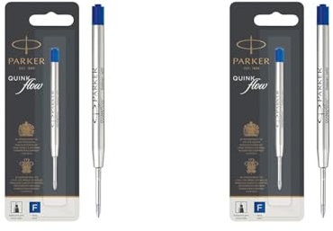 Parker Ballpoint Pen Ink Refill | Fine Tip | Blue QUINKflow Ink | 1 Count (Pack of 2)