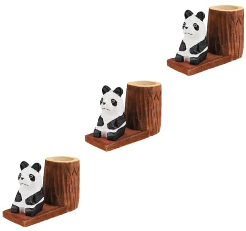 EXCEART 3St Panda-Stifthalter aus Holz Bleistifttopf Stifthalter Tasse schreibwaren runder Halter Make-up-Pinselhalter hölzern Container Veranstalter Aufbewahrungskiste