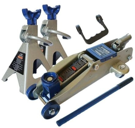 Cric sollevatore idraulico a carrello 2 T 2000KG + 2 cavalletti per auto 3 T 3000KG