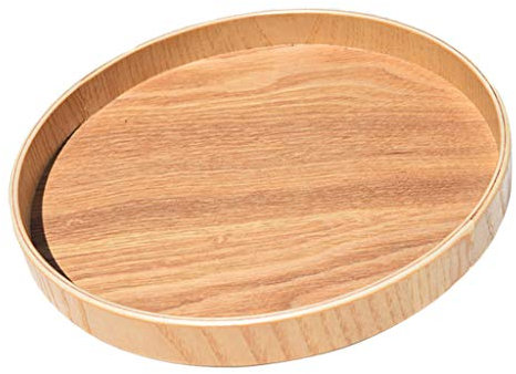 Duiaynke Rundes Holztablett, handgefertigt, zum Servieren von Tee, Speisen (Burlywood, 30 cm)