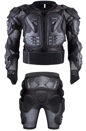 Yglophic Motorrad-Körperschutzweste Für Erwachsene, Shorts, Rüstungsset, Motorrad-Körperschutz, Brust- Und Rückenschutz, Wirbelsäulenschutz, Schutzweste, Motorrad-Körperschutz, Brustschutz Black,5XL