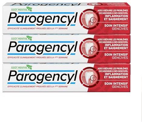 PAROGENCYL - Dentifrice Soin intensif Gencives - Arôme/Goût Menthe - Aide à réduire les saignements occasionnels des gencives (lot de 3x 75ml)