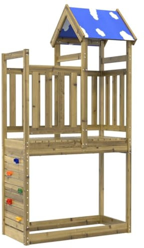 vidaXL Torre de Juegos con Pared Escalada Madera Pino 110,5x52,5x215cm
