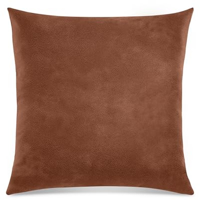 Quantum Interior by Maxland Hochwertiges Dekokissen in Leder-Optik, 50 x 50 cm, Sofakissen mit Reißverschluss, gefüllt, weiches Dekoissen (Braun)