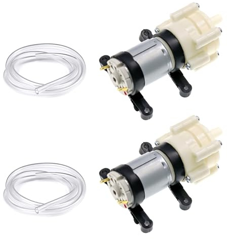 Begonia 2 Stück 6V-12V Mini Aquarium Pumpe mit 2M Wasserrohr,1.5-2L/Min | 385 DC 12V Micro Motorpumpe, Mini Fischtanks Wasserpumpe mit 2M Wasserrohr, Membranpumpe, Wasserkühlpumpe Selbstansaugend