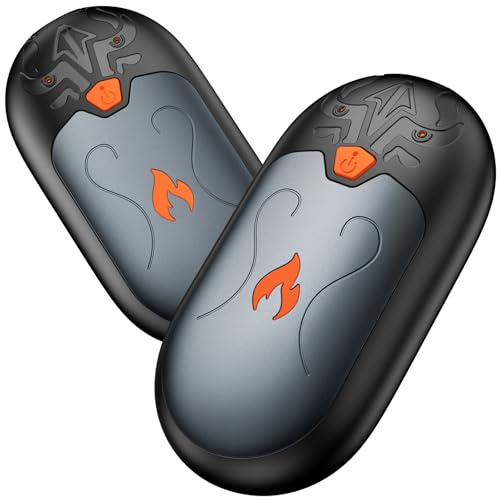 Calientamanos Recargable 2 Pack, Calientamanos Eléctricos con 24 Horas de Calor, 3 Modos de Calor, Calientamano Reutilizables para Pacientes de Reno, Mujeres Hombres(Negro)