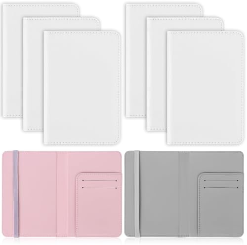 Easywiny Reisepasshüllen zum Selbermachen, Sublimationsdruck, PU-Leder, Unisex, für Erwachsene, Rosa, Grau, moderner Stil, Anti-Rutsch-Klebeband innen, Reisezubehör, 6 Stück