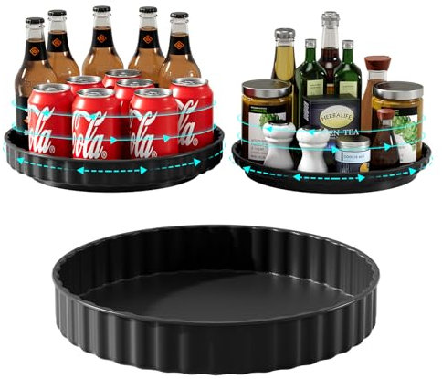 Priksia Drehteller Organizer, 3 Stück Drehplatte Kühlschrank Organizer (26cm+24cm+22cm), 360° Lazy Susan Drehbares Gewürzregal, Küchen Organizer Gewürzregal Drehbar für Küche,Kühlschrank,Schrank