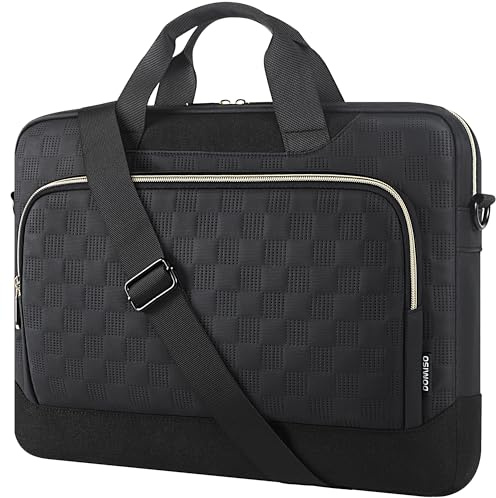 DOMISO 17 Inch Laptop Bag, Waterproof 17.3 Inch Briefcase with Large Capacity, Padded Shoulder Messenger Bag for Business Office Work, Black | Waterproof