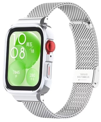 nuosiweilang Kompatibel Für Huawei Watch Fit 3 Armband,Edelstahl Metall Uhrenarmband Armband Ersatzarmband Für Huawei Watch Fit3 Männer und Frauen