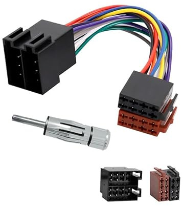RUIZHI Autoradio Radioadapter Set, Universal Stecker Radio-Adapter, Antennenadapter DIN ISO Klemme 15 + 30 steckbar Verlängerung Radio Adapter Stecker, ISO Adapter Auto