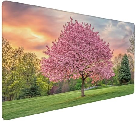 Rosa Mauspad 600 x 300 x 3 mm,XXL Gaming Mauspad Baum,Verlängertes Groß Mauspad Schreibtischauflage,Wasserdicht Mauspad,Genähte Kanten Mauspad,rutschfeste Gummibasis,Mauspad Gamer,Geschenk Y-842
