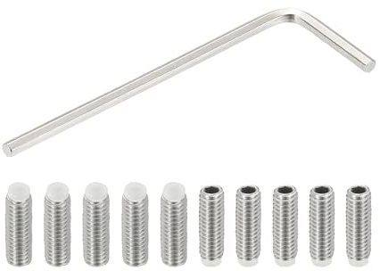 PATIKIL M4x12mm Nylon Spitze Gewindestift, 10 Stück 304 Edelstahl Metrische Sechskantkopf Becherpunkt Schraube Anti-Rutsch Innen-Sechskant-Antrieb Hardware mit l Schraubenschlüssel