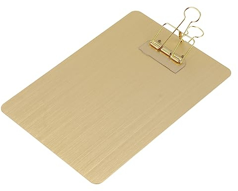 SHOWERORO Porte-papier en Acier Inoxydable A5 Doré Ergonomique Facile à Transporter, Planchette pour Bureau et Collège, Support D'écriture Multifonction Dactylographie