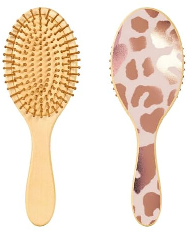 xigua Rose Gold Leopard Pattern Hair Brush,Massage Wooden Hairbrush Reducing Hair Breakage and Frizzy,No More Tangle for All Hair Types417