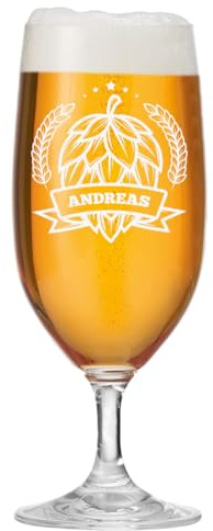polar-effekt Pilstulpe 0,3l aus Glas mit Gravur - Personalisiertes Bierglas mit Namen - Geschenk zum Vatertag und Geburtstag - Ideal für Pils, Lager und Export