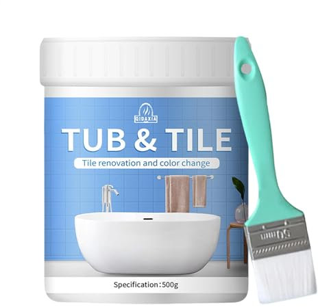 Kit De Pintura De Azulejos De Baño - Pintura De Ducha, Kit De Financiamiento | Azulejos De Color Pintura Vidrio De Cerámica Renovación Del Baño Pintura A Base De Agua, Bañera Pintada