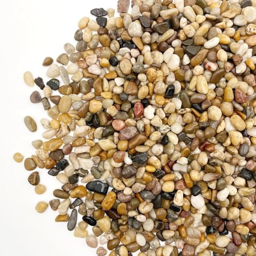 SUPTIDY 450 g Pebbles for Plant Pots, 9-10 mm 3/8 Inch Mixed Stones | Natural Smooth Polished River Stones for Garden Beds, Aquariums, Terrariums, Vases and Fairy Gardens