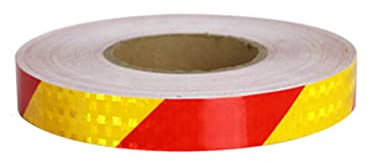 Rouleau de ruban réfléchissant extérieur, barrière de sécurité autocollante, avertissement, imperméable, sergé, for véhicules, vélos, vêtements, casques, boîtes aux lettres, 2,5 cm × 9,7 m(Red Yellow)