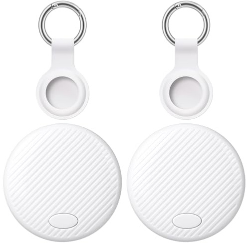 Ainiv 2PCS Smart Tag Bluetooth, Blanco Air Tracker Tag Localizador Compatibles con iOS, 50 M/164 Pies Alcance de hasta, IP67 Rastreador GPS, Buscador de Llaves para Billetera, Equipaje, Mascota