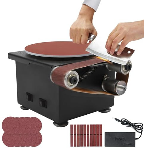 Mini Belt and Disc Sander, Adjustable Speed Bench Grinder, for Woodworking Metal Stone Grinding, Compact Spindle Sander Tool